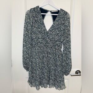 Abercrombie & Fitch Navy and White Floral Long Sleeve Dress
